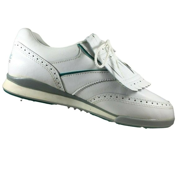 Etonic Golf Shoes ST 8500 Womens 7.5 M Kiltie Fringe White Green Teal - Picture 9 of 12
